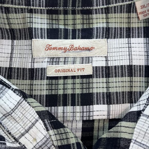 Tommy Bahama short sleeve button up silk green black plaid mens 3XL shirt - Picture 3 of 9